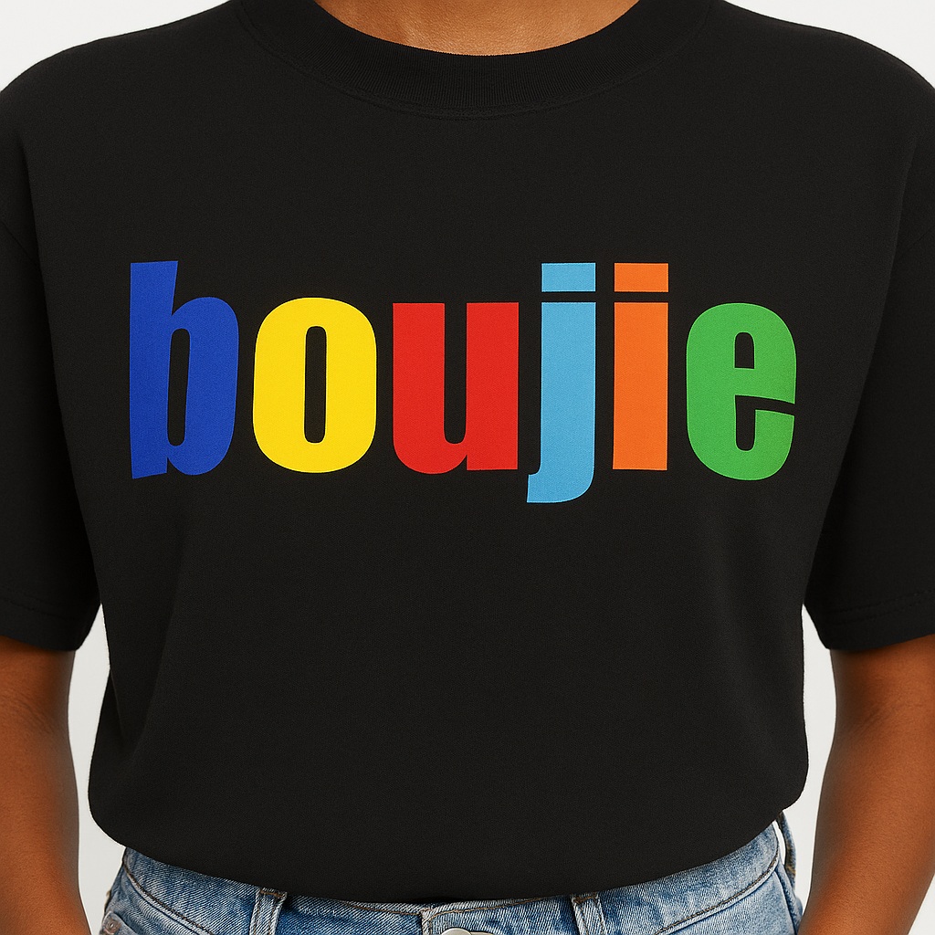 "Boujie" Multi-Color Statement Graphic Tee”