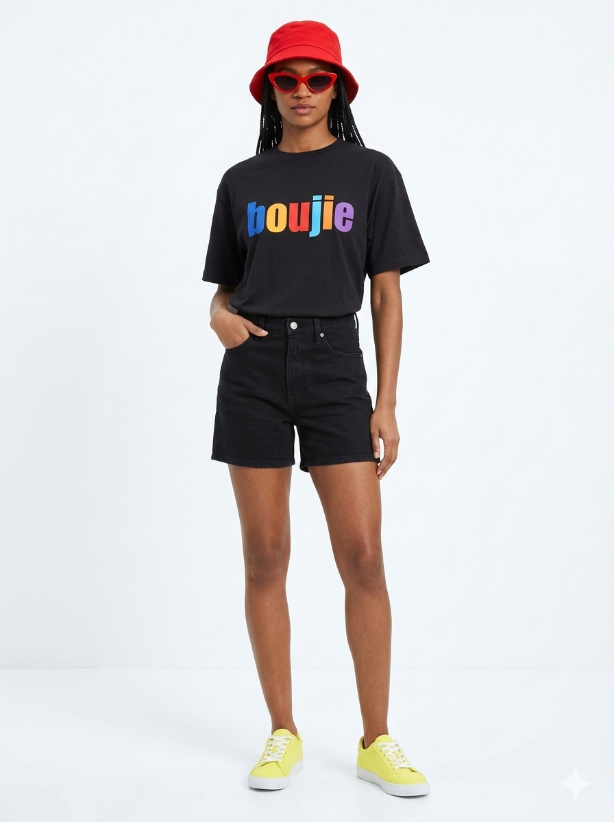 "Boujie" Multi-Color Statement Graphic Tee”